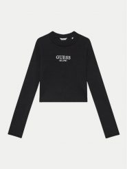 Guess Bluzka J4YI49 KBZP4 Czarny Regular Fit. Czarne bluzki i koszule dziewczęce Guess, z aplikacjami, z bawełny, bez kołnierzyka, bez ramiączek. Za 79.99 zł.