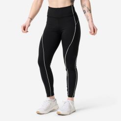 Legginsy fitness damskie Domyos wysoki stan. Białe legginsy damskie DOMYOS, l, z aplikacjami, z materiału, z podwyższonym stanem, na fitness i siłownię. Za 119.99 zł.