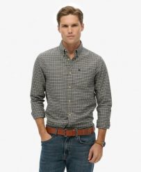 Superdry Koszula Premium Check Oxford z 100% bawełny organicznej — Charcoal. Szare koszule damskie Superdry, l, bez wzorów, z bawełny, vintage, bez kołnierzyka, bez ramiączek. Za 286.90 zł.