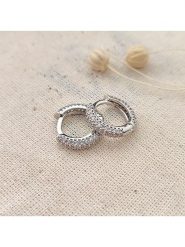 Atelier MIU Pozłacane kolczyki-kreole z cyrkoniami rozmiar: onesize. Szare kolczyki damskie atelier MIU, z cyrkonią, pozłacane. Za 74.28 zł.