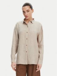 Barbour Koszula Hampton LSH1596SN31 Beżowy Relaxed Fit. Brązowe koszule damskie Barbour, bez wzorów, ze lnu, bez kołnierzyka, bez ramiączek. Za 379.99 zł.