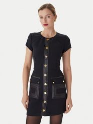Elisabetta Franchi Sukienka koktajlowa AB-819-57E2-V690 Czarny Regular Fit. Czarne sukienki damskie Elisabetta Franchi, bez wzorów, z syntetyku, wizytowe, bez ramiączek. Za 2,989.00 zł.