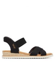 Skechers Sandały BOBS Desert Kiss - Golden Lily 114418/BLK Czarny. Czarne sandały damskie Skechers, bez wzorów, z materiału, bez obcasa, na płaskiej podeszwie, bez zapięcia. Za 289.99 zł.