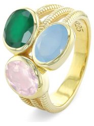 Les Petites Précieuses Pozłacany pierścionek z kamieniami szlachetnymi rozmiar: 50. Niebieskie pierścionki damskie Les Petites Précieuses, z kwarcem, pozłacane. Za 173.99 zł.