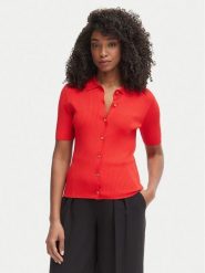 Tommy Hilfiger Kardigan WW0WW48482 Czerwony Slim Fit. Czerwone kardigany damskie Tommy Hilfiger, m, bez wzorów, z wiskozy. Za 649.99 zł.