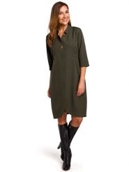 Stylove Sukienka w kolorze oliwkowym rozmiar: XL. Brązowe sukienki damskie Stylove, bez wzorów, bez ramiączek. Za 250.94 zł.