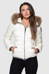 BLAUER Damska kurtka puchowa z kapturem w kolorze ecru. Białe kurtki damskie Blauer USA, s, bez wzorów, z futra, z kapturem. W wyprzedaży za 1,119.99 zł.