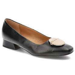 Czarne Czółenka Espirito Damskie Eleganckie Obuwie. Czarne czółenka damskie Espirito, z aplikacjami, ze skóry, bez obcasa. Za 348.99 zł.