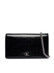 Calvin Klein Torebka Ck Metallic Wallet On Chain LV04F3320G Czarny. Czarne torebki wieczorowe damskie Calvin Klein, bez wzorów, ze skóry, bez dodatków. Za 409.99 zł.