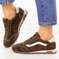 Czekoladowe skórzane półbuty damskie Vinceza 79638. Brązowe obuwie sportowe casual damskie VINCEZA, na jesień, bez wzorów, z dresówki, z okrągłym noskiem, bez obcasa, na płaskiej podeszwie, bez zapięcia. Za 229.00 zł.