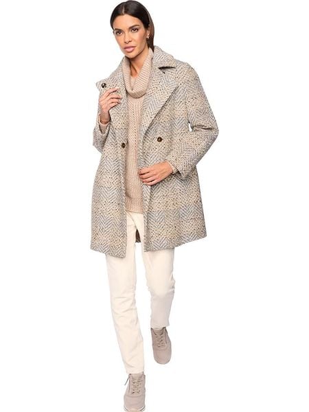 Heine Płaszcz przejściowy w kolorze beżowo-szarym rozmiar: 46. Brązowe płaszcze damskie Heine, bez wzorów, z wełny, bez kaptura. Za 224.52 zł.