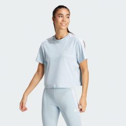 Koszulka damska adidas Essentials 3-Stripes. Białe bluzki damskie Adidas, xl, bez wzorów, bez kołnierzyka, bez ramiączek. Za 103.00 zł.