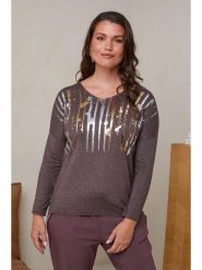 Curvy Lady Sweter w kolorze brązowym rozmiar: 40/42. Brązowe swetry klasyczne damskie Curvy Lady, z bawełny, bez kołnierzyka. Za 116.61 zł.