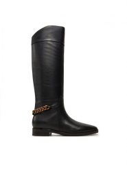 Guess Kozaki Joicy FLFJOI LEA11 Czarny. Czarne kozaki damskie Guess, ze skóry, bez obcasa, na płaskiej podeszwie, bez zapięcia. Za 889.99 zł.