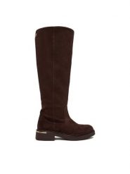 Nine West Kozaki CEO-LB205652-7B Brązowy. Brązowe kozaki damskie Nine West, z materiału, bez obcasa, na płaskiej podeszwie, bez zapięcia. Za 299.99 zł.