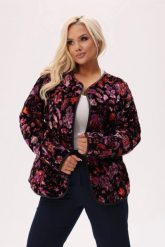 Czarna kurtka Velvet Bloom w kwiaty PLUS SIZE XXL. Czarne kurtki damskie Moda Size Plus Iwanek, na wiosnę, plus size, bez wzorów, z jeansu, bez kaptura. Za 329.90 zł.