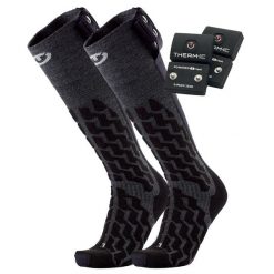 Zestaw skarpety baterii ski doroslych Therm-ic Set Heat Fusion Uni + S-Pack 1200. Szare skarpetki damskie THERM-IC, bez wzorów, z włókna. Za 935.75 zł.