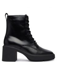Calvin Klein Trzewiki Block Heel Ank Boot Laceup Lth HW0HW03174 Czarny. Czarne botki damskie Calvin Klein, ze skóry, bez obcasa, na słupku, bez zapięcia. Za 799.99 zł.