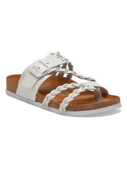 Comfortfusse Skórzane japonki w kolorze białym rozmiar: 37. Białe klapki damskie Comfortfüße, bez wzorów, ze skóry, z otwartym noskiem, bez obcasa, bez zapięcia. Za 260.99 zł.