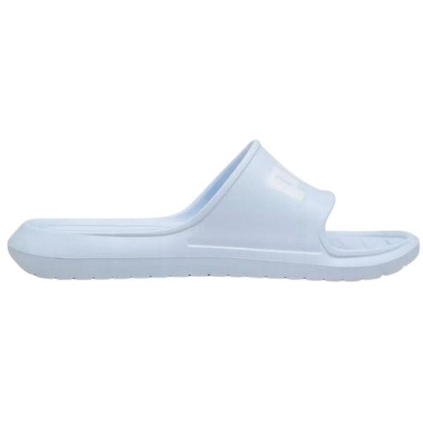 Damskie Klapki Divecat V2 Lite Sliders. Niebieskie klapki damskie Puma, bez wzorów, z materiału, bez obcasa, bez zapięcia. Za 109.99 zł.