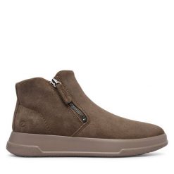 Botki ECCO. Brązowe botki damskie ECCO, bez obcasa, na płaskiej podeszwie, bez zapięcia. Za 579.99 zł.