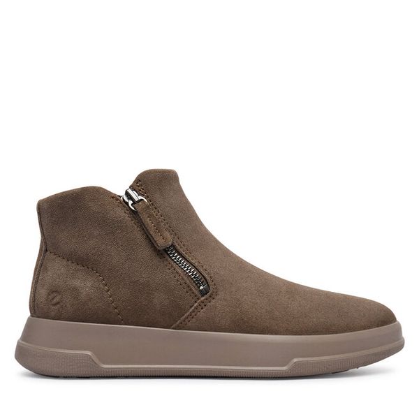 Botki ECCO. Brązowe botki damskie ECCO, bez obcasa, na płaskiej podeszwie, bez zapięcia. Za 579.99 zł.