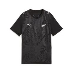 Młodzieżowa koszulka domowa Nowej Zelandii PUMA. Czarna bluzki damskie Puma, l, bez wzorów, młodzieżowe, bez kołnierzyka, bez ramiączek. Za 339.00 zł.