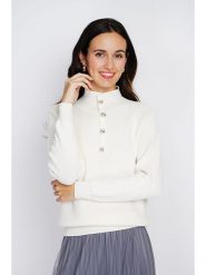 ASSUILI Kaszmirowy sweter w kolorze białym rozmiar: 34. Białe swetry klasyczne damskie Assuili, z kaszmiru, bez kołnierzyka. Za 149.45 zł.