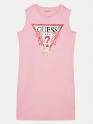 Guess Sukienka codzienna J4RK38KA6W4 Różowy Regular Fit. Czerwone sukienki dziewczęce Guess, z aplikacjami, z bawełny, bez ramiączek, proste. Za 99.99 zł.