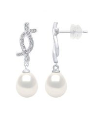 Mitzuko Srebrne kolczyki-wkrętki z perłami rozmiar: onesize. Szare kolczyki damskie Mitzuko, z cyrkonią, srebrne. Za 329.45 zł.