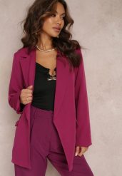 Ciemnofioletowa Marynarka Oversize Niezapinana Charme. Fioletowe marynarki i żakiety damskie Renee, l, bez wzorów, z materiału. Za 119.99 zł.