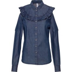Bluzka dżinsowa z falbanami bonprix ciemny denim. Bluzki damskie marki Mohito. Za 37.99 zł.