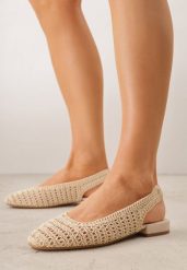 Beżowe Szydełkowe Balerinki VICES z Odkrytą Piętą Jilryss. Brązowe balerinki damskie Born2be, bez wzorów. Za 99.99 zł.