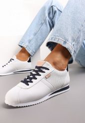 Biało Różowe Sneakersy z Przeszyciami Phyrise. Białe obuwie sportowe damskie Renee, bez zapięcia. Za 69.99 zł.