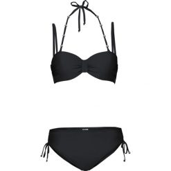 Bikini z biustonoszem typu balkonetka z dodatkowym wiązaniem z tyłu na szyi (2 części). Czarne bikini bonprix, bez wzorów. Za 114.99 zł.