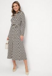 Czarna Sukienka Koszulowa z Wiskozą i Paskiem w Geometryczny Wzór Erilvessa. Czarne sukienki damskie Born2be, bez wzorów, z wiskozy, eleganckie, bez ramiączek. W wyprzedaży za 161.49 zł.
