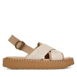 Sandały EMU Australia. Białe sandały damskie EMU Australia, bez wzorów, bez obcasa, na płaskiej podeszwie, bez zapięcia. Za 429.99 zł.