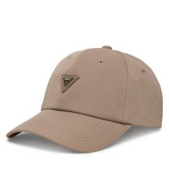 Czapka z daszkiem Guess. Brązowe czapki z daszkiem damskie Guess, z aplikacjami. Za 139.99 zł.