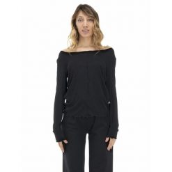 Koszulka na co dzień na siłownię. Czarne bluzki damskie LEONE 1947 APPAREL, bez wzorów, sportowe, bez kołnierzyka, bez ramiączek. W wyprzedaży za 109.46 zł.