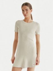 Calvin Klein Jeans Sukienka dzianinowa LV047F325G Beżowy Slim Fit. Brązowe sukienki damskie Calvin Klein Jeans, bez wzorów, z bawełny, bez ramiączek. Za 489.99 zł.