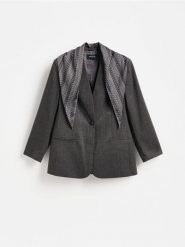 Marynarka z chustą - ciemnoszary. Szare chusty damskie Reserved, bez wzorów, z tkaniny. Za 249.99 zł.