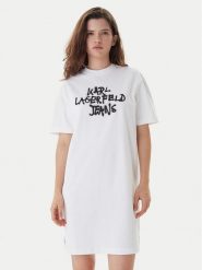 Karl Lagerfeld Jeans Sukienka codzienna B1W13043 Biały Regular Fit. Białe sukienki damskie Karl Lagerfeld Jeans, bez wzorów, z bawełny, bez ramiączek. Za 439.99 zł.
