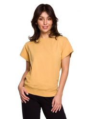Be Wear Koszulka w kolorze żółtym rozmiar: XL. Żółte bluzki damskie Be Wear, xl, bez wzorów, bez kołnierzyka, bez ramiączek. Za 83.22 zł.