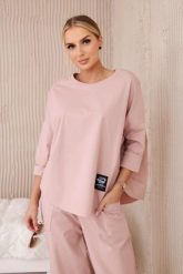 Komplet new punto bluza + spodnie ciemno różowy. Czerwone bluzy damskie KESI, l, bez wzorów, z bawełny, bez kaptura. Za 347.13 zł.