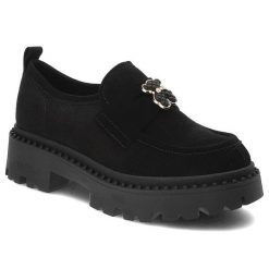 Czarne Półbuty Chebello Damskie Eleganckie Obuwie. Czarne półbuty damskie CheBello, na wiosnę, bez wzorów, ze skóry, bez obcasa, bez zapięcia. Za 499.00 zł.