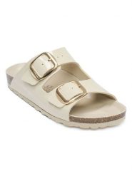 Mandel Klapki w kolorze kremowym rozmiar: 38. Brązowe klapki damskie Mandel, bez wzorów, z otwartym noskiem, bez obcasa, bez zapięcia. Za 135.49 zł.