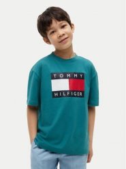 Tommy Hilfiger T-Shirt Heritage KB0KB10340 Zielony Regular Fit. Zielone t-shirty i koszulki chłopięce Tommy Hilfiger, bez wzorów, z bawełny, bez kołnierzyka, bez ramiączek. Za 169.99 zł.