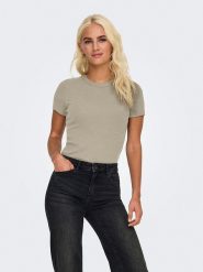ONLY Koszulka w kolorze beżowym rozmiar: XL. Brązowe bluzki damskie Only, xl, bez wzorów, bez kołnierzyka, bez ramiączek. Za 48.28 zł.