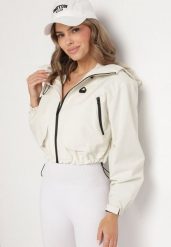 Biała Kurtka Oversize z Nieodpinanym Kapturem i Kieszeniami Firlio. Białe kurtki damskie Born2be, l, bez wzorów, z jeansu. Za 149.99 zł.