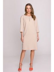 Stylove Sukienka w kolorze beżowym rozmiar: XXL. Brązowe sukienki damskie Stylove, z aplikacjami, bez ramiączek. Za 344.45 zł.
